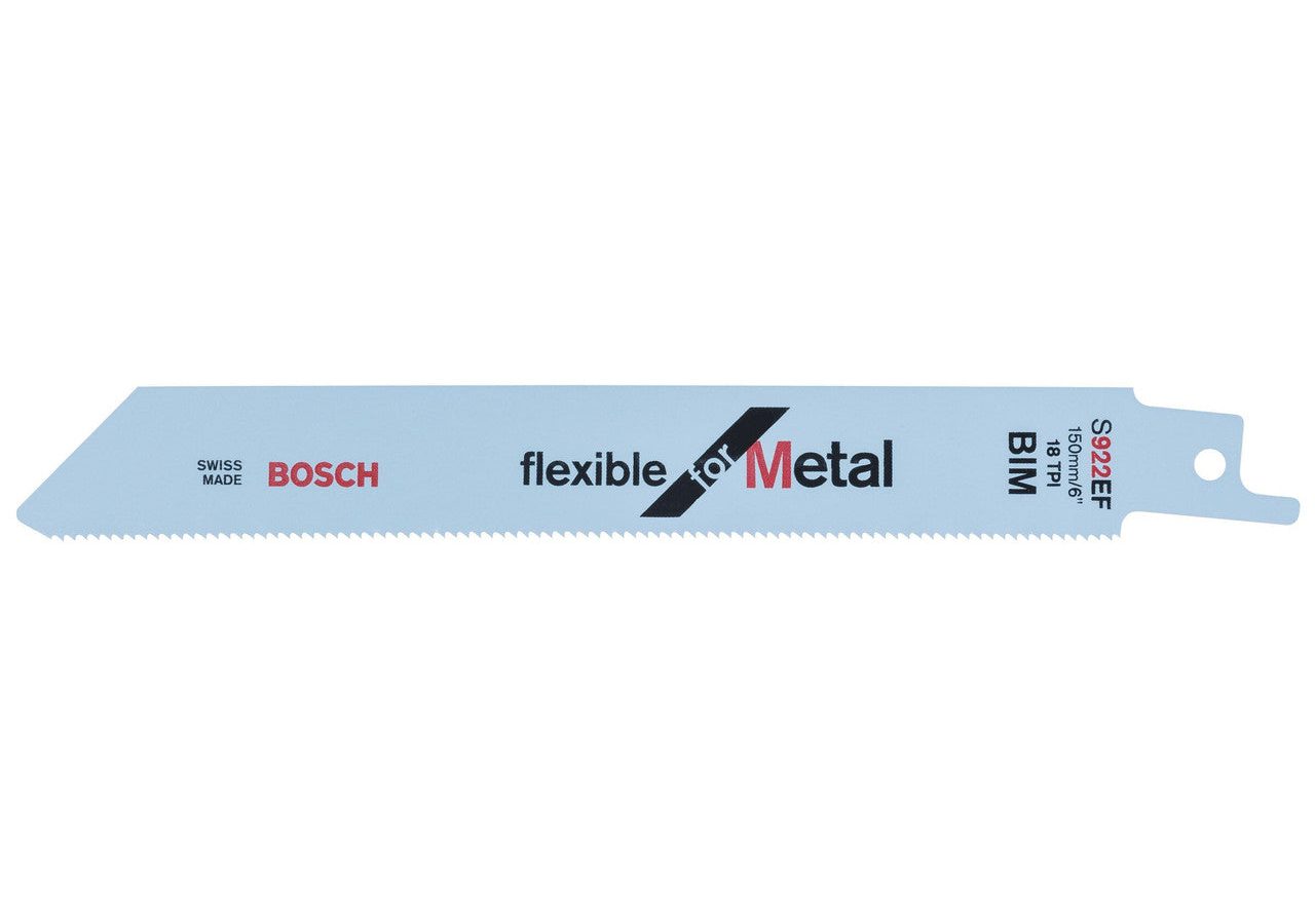 Bosch 2608656015 S922EF Bi-Metal Flexible Reciprocating Saw Blade for Thin Metal 150mm 18TPI (Pack of 5)