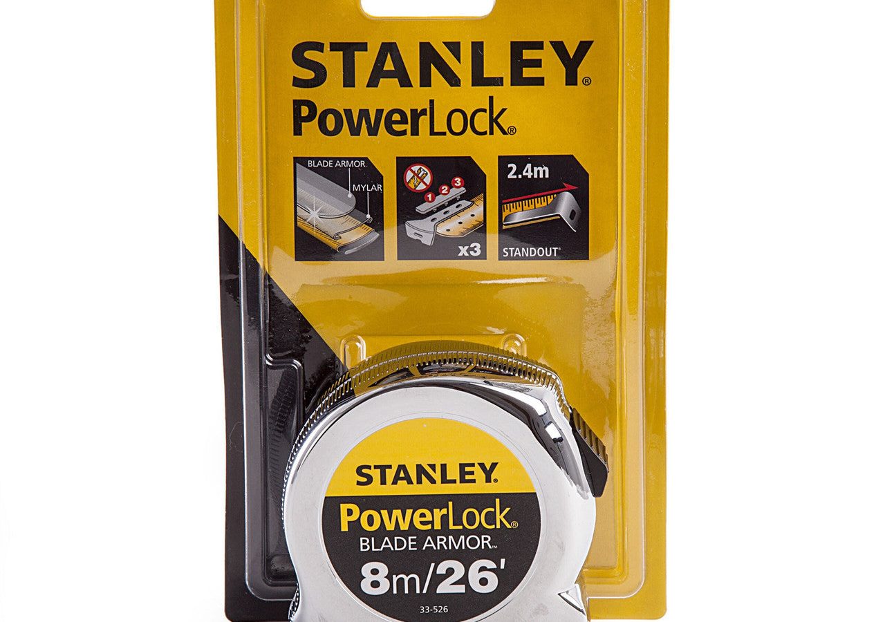 Stanley 0-33-526 Powerlock Metric/Imperial Tape Measure with Blade Armor 8m