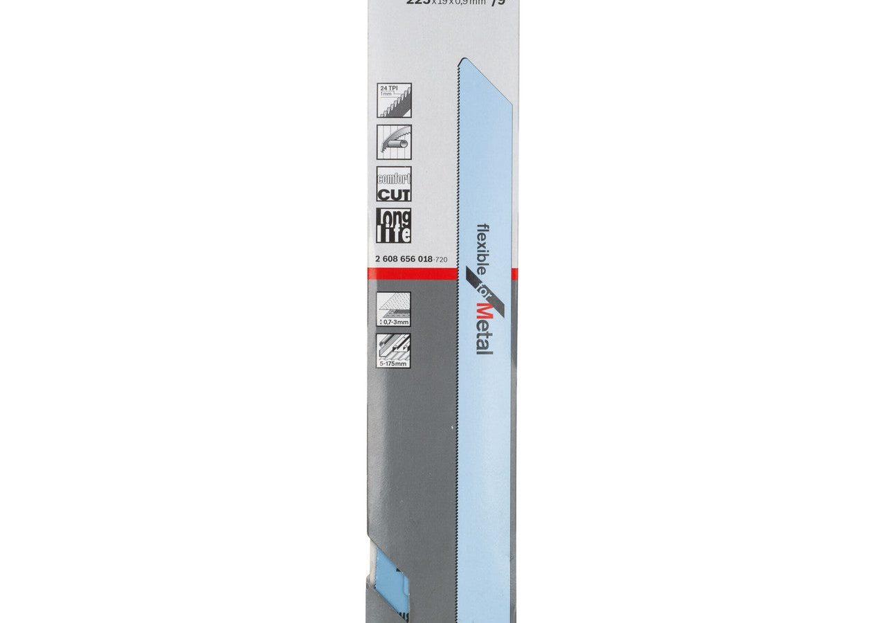 Bosch 2608656018 S1122AF Bi-Metal Flexible Reciprocating Saw Blade for Thin Metal 225mm 24TPI (Pack of 5)