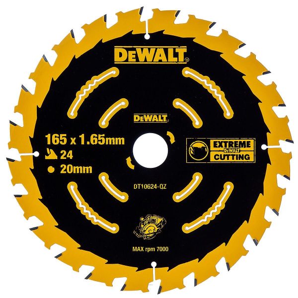 DeWalt DT10624-QZ ELITE Carbide Second Fix Circular Saw Blade for Wood 165 x 20mm x 24T