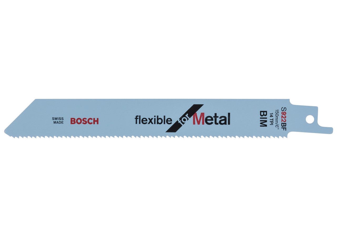 Bosch 2608656014 S922BF Bi-Metal Flexible Reciprocating Saw Blade for Medium-Thick Metal 150mm 14TPI (Pack of 5)
