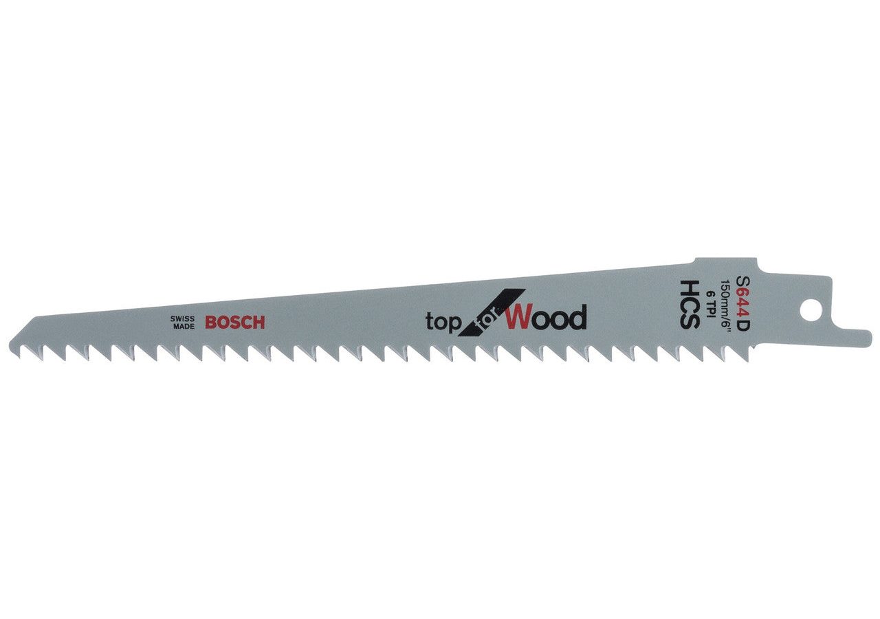 Bosch 2608650673 S644D HCS Top Reciprocating Saw Blade for Wood 150mm 6TPI (Pack of 5)