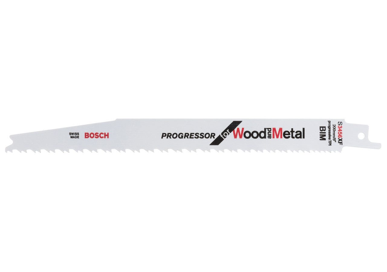 Bosch 2608654406 S3456XF Bi-Metal Progressor Reciprocating Saw Blade for Wood & Metal 200mm 6-12TPI (Pack of 5)