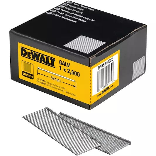 DeWalt DNBSB1632Z Galvanised Straight Finish Nails 16Ga 32mm (Pack of 2500)