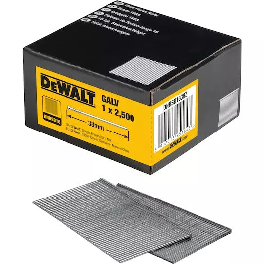 DeWalt DNBSB1638Z Galvanised Straight Finish Nails 16Ga 38mm (Pack of 2500)