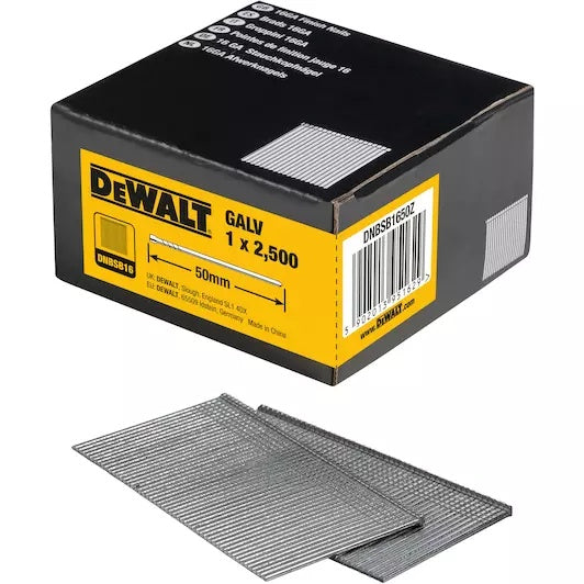 DeWalt DNBSB1650Z Galvanised Straight Finish Nails 16Ga 50mm (Pack of 2500)