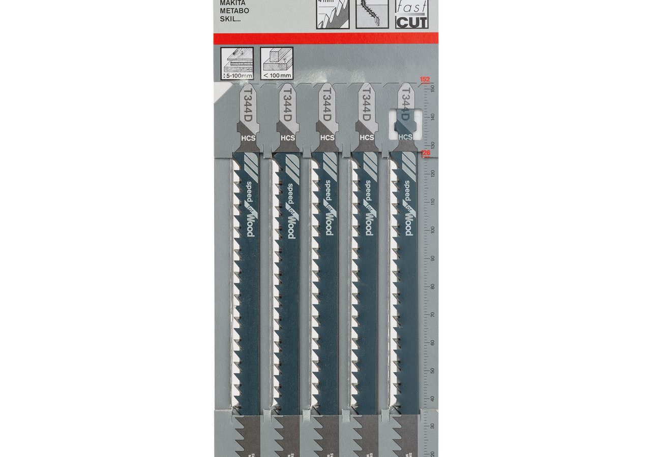 Bosch 2608633A34 T344D HCS Speed Jigsaw Blade for Wood 152mm (Pack of 5)