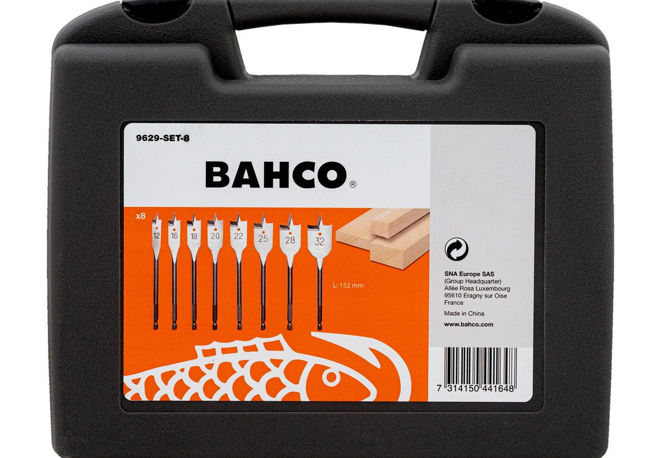 Bahco 9629-SET-8 HCS Spade Drill Bit Set for Wood 12-32mm (8 Piece)