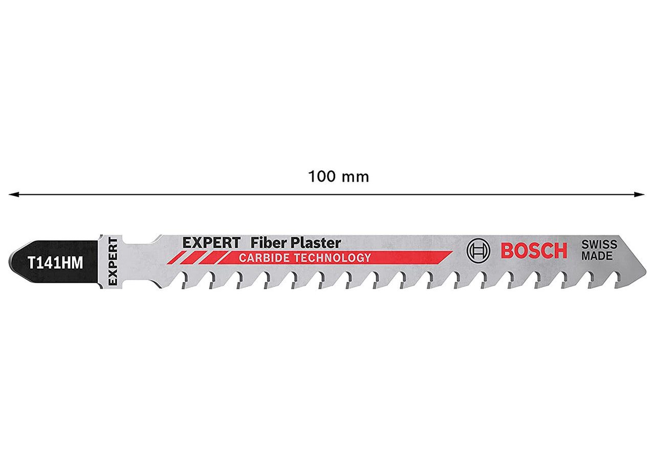 Bosch 2608900563 EXPERT T141HM Carbide Jigsaw Blade for Fibre Cement & Plasterboard 100mm 6TPI (Pack of 3)