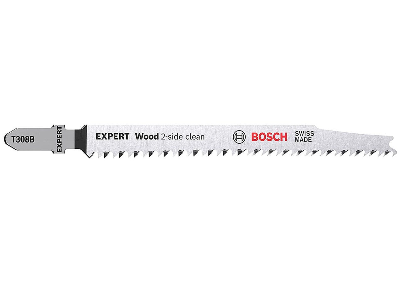 Bosch 2608900551 EXPERT T308B HCS 2-Side Clean Jigsaw Blade for Wood 117mm 12TPI (Pack of 5)
