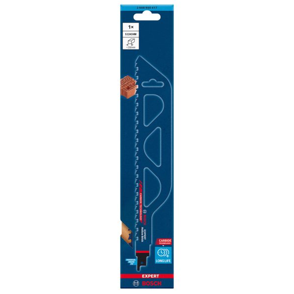 Bosch 2608900417 EXPERT S1243HM Carbide Reciprocating Saw Blade for Hollow Brick 300mm 2TPI