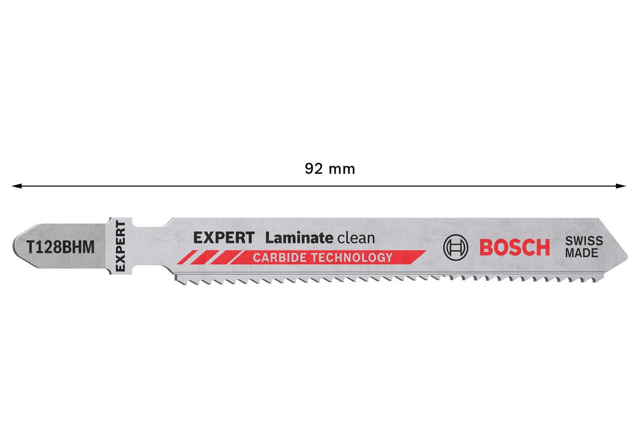 Bosch 2608900542 EXPERT T128BHM Carbide Clean Jigsaw Blade for Laminate 92mm 14TPI (Pack of 3)