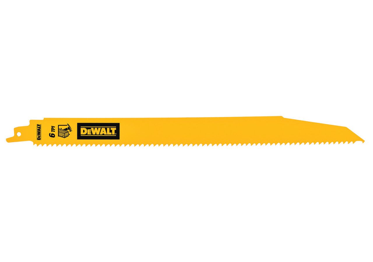 DeWalt DT90382-QZ Bi-Metal Demolition Reciprocating Saw Blade for Wood with Nails 304mm 6TPI (Pack of 5)