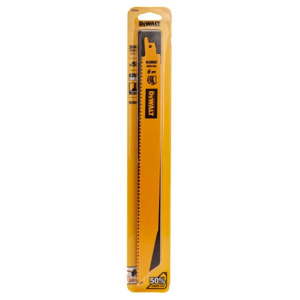 DeWalt DT90382-QZ Bi-Metal Demolition Reciprocating Saw Blade for Wood with Nails 304mm 6TPI (Pack of 5)