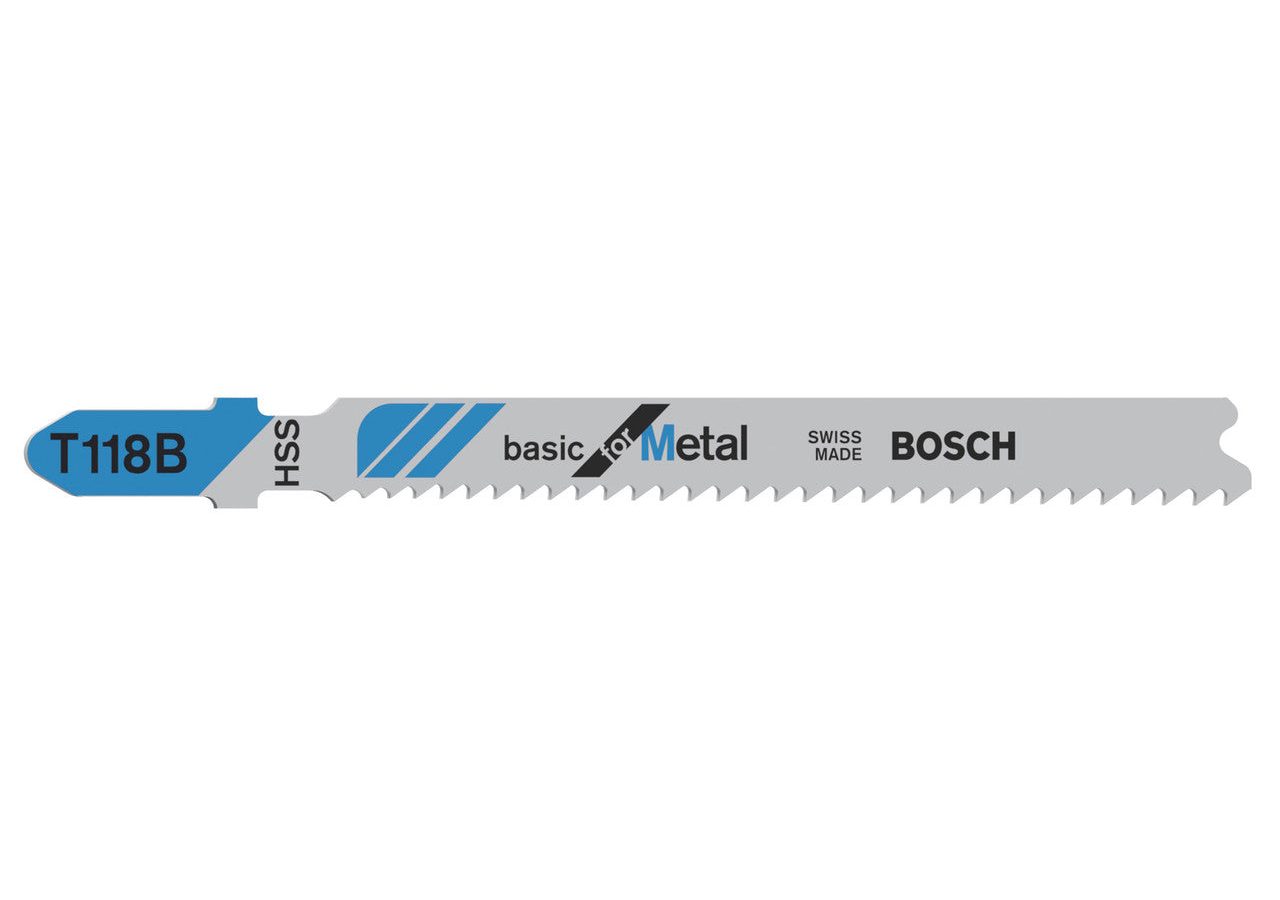 Bosch 2608631014 T118B HSS Basic Jigsaw Blade for Medium-Thick Metal 92mm (Pack of 5)