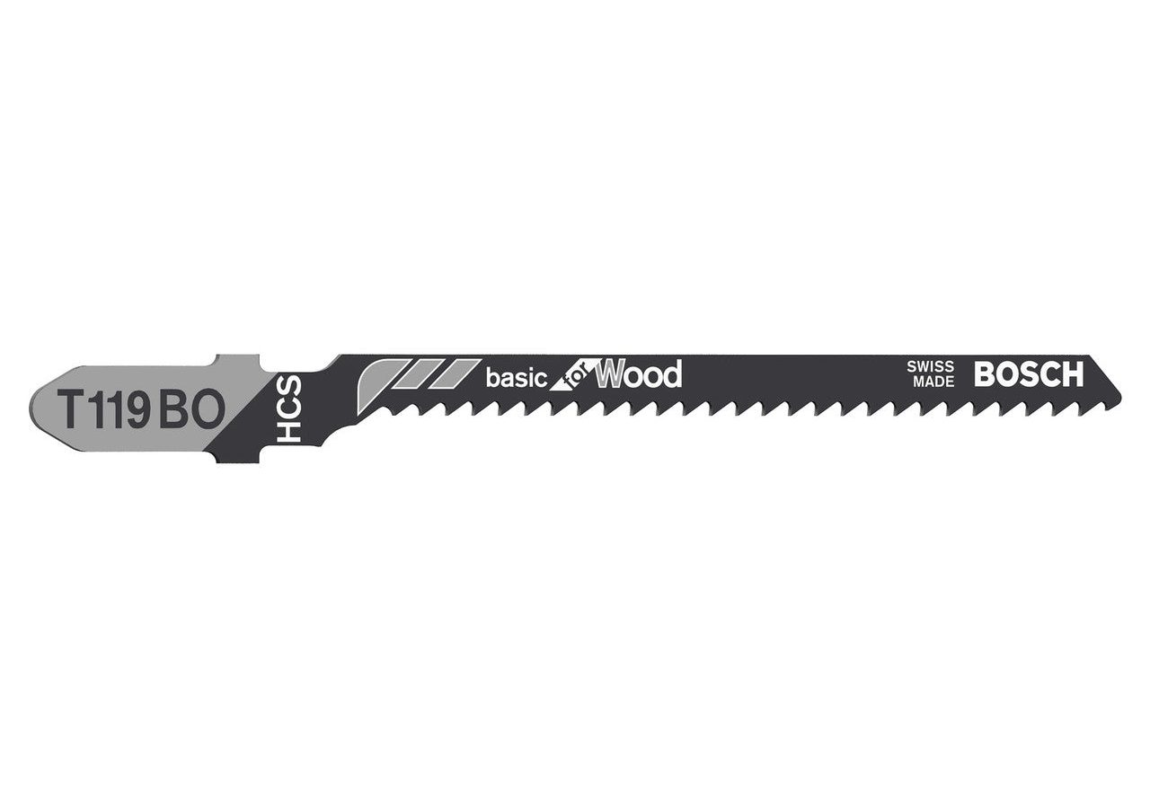 Bosch 2608630310 T119BO HCS Basic Curve Jigsaw Blade for Wood 83mm 12TPI (Pack of 5)
