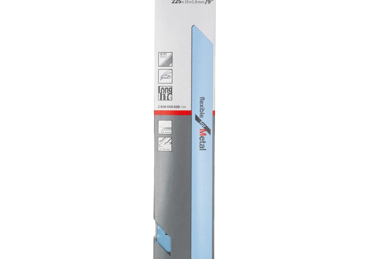 Bosch 2608656020 S1122EF Bi-Metal Flexible Reciprocating Saw Blade for Thin Metal 225mm 18TPI (Pack of 5)