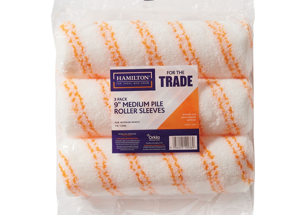 Hamilton 3281103-90 For The Trade Medium Pile Roller Sleeve 9″ (Pack of 3)