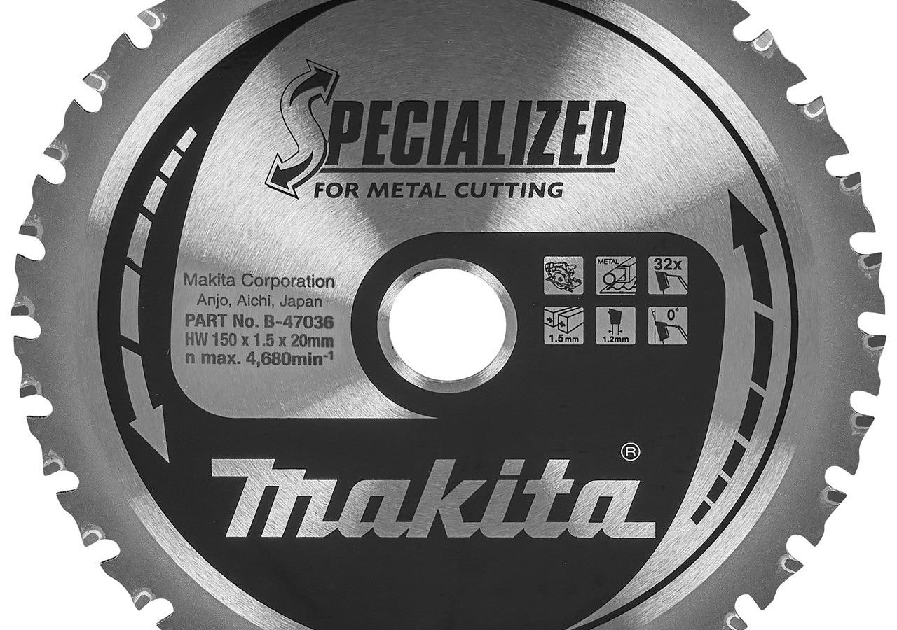 Makita B-47036 SPECIALIZED TCT Circular Saw Blade for Mild Steel 150 x 20mm x 32T