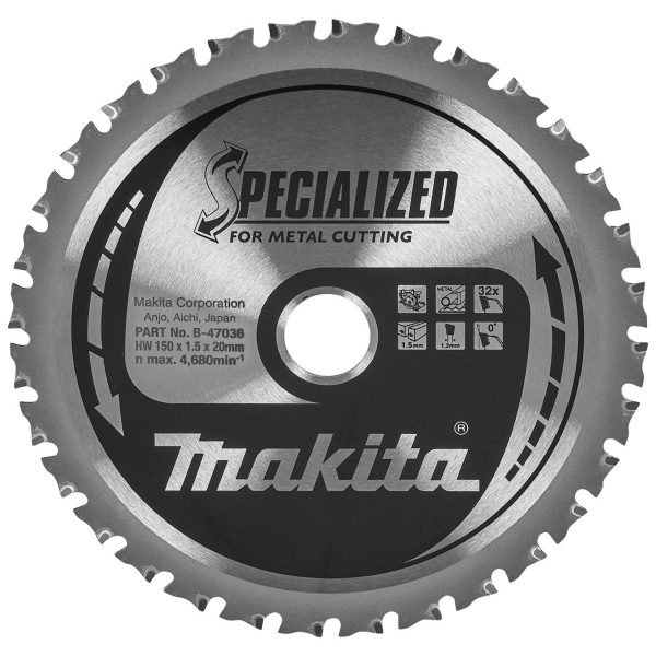 Makita B-47036 SPECIALIZED TCT Circular Saw Blade for Mild Steel 150 x 20mm x 32T