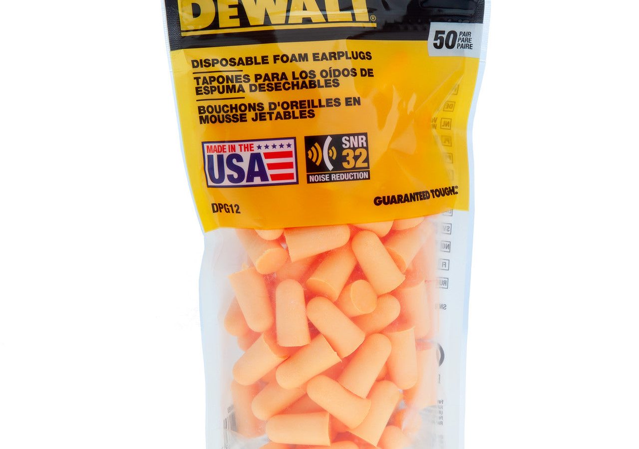 DeWalt DPG12BG50 EU Smaller Disposable Foam Earplugs (Pack of 50)