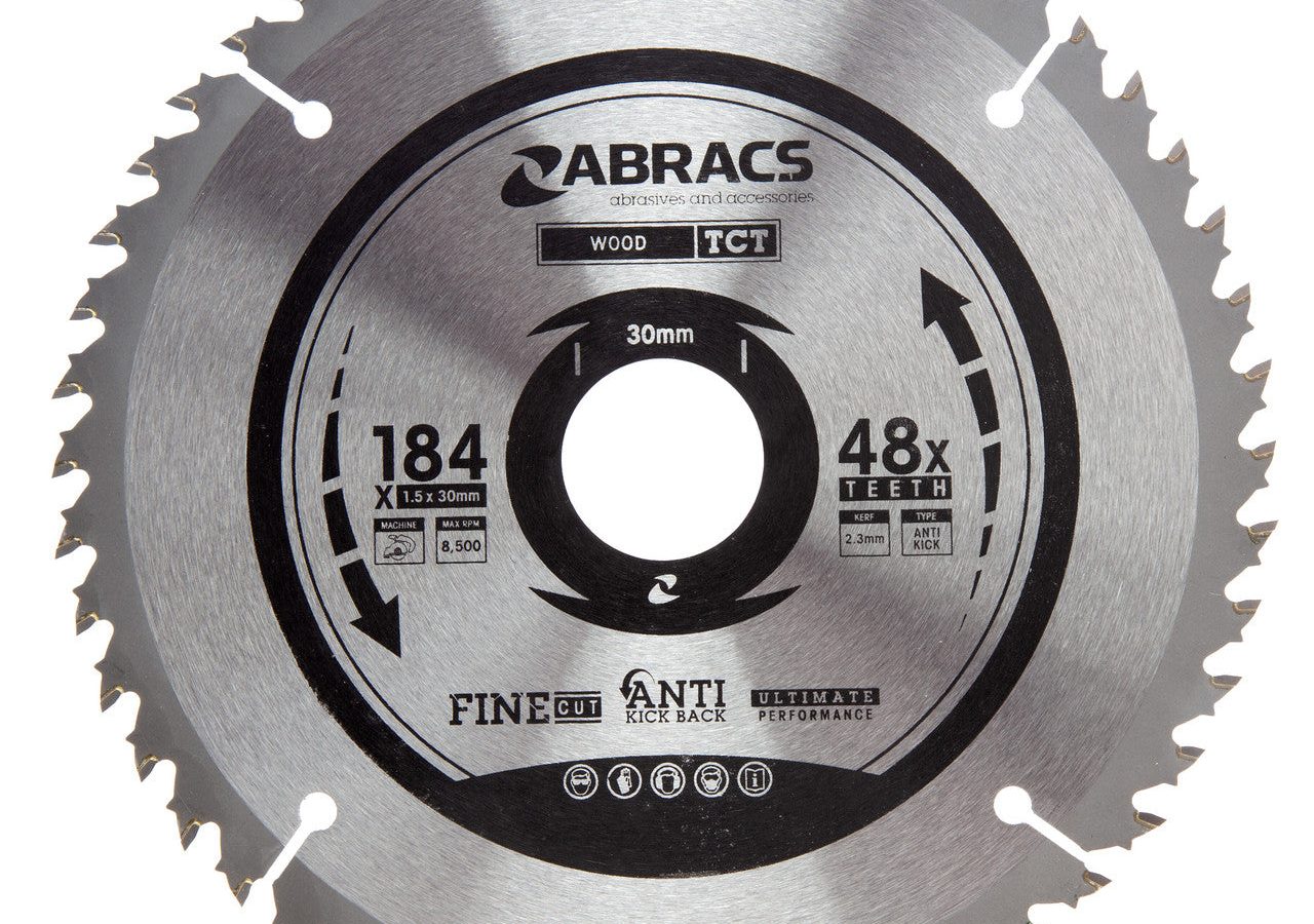 Abracs TCT18448 Expert TCT Fine Cut Circular Saw Blade for Wood 184 x 30mm x 48T