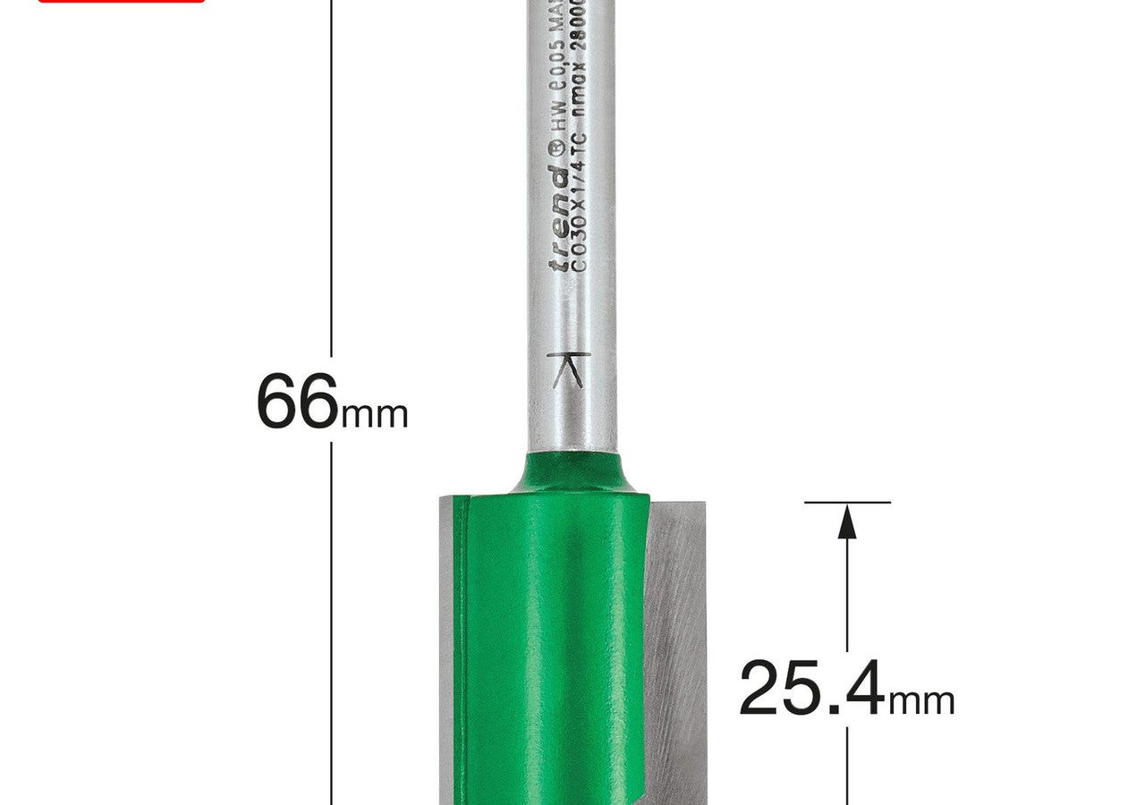 Trend C030X1/4TC CraftPro TCT Two-Flute Router Cutter 19.1mm 1/4″ Shank