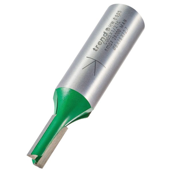Trend C005X1/2TC CraftPro TCT Two-Flute Straight Router Cutter 6 x 16mm 1/2" Shank