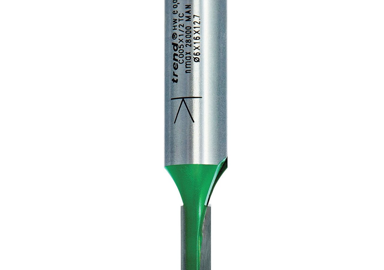 Trend C005X1/2TC CraftPro TCT Two-Flute Straight Router Cutter 6 x 16mm 1/2″ Shank