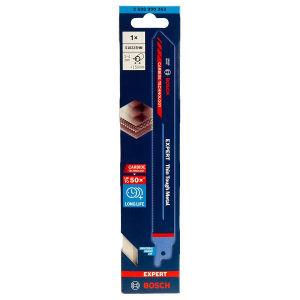 Bosch 2608900363 EXPERT S1022EHM Carbide Reciprocating Saw Blade for Thin Tough Metal 200mm 18TPI