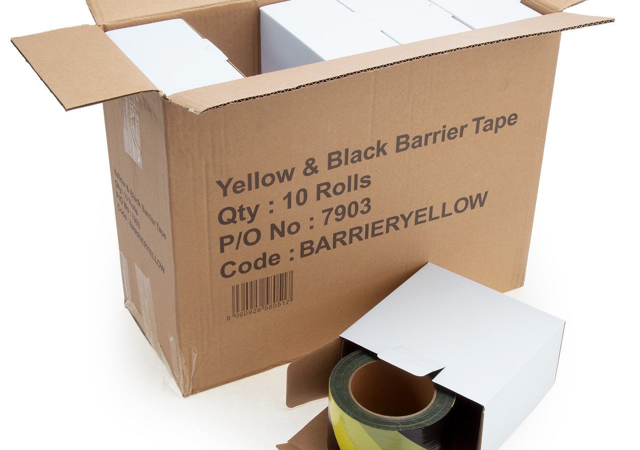 Yellow/Black Barrier Tape 500m x 70mm (Box of 10)