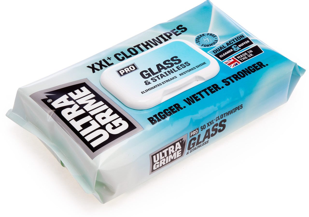 UltraGrime Pro 5980 Glass & Stainless XXL+ Clothwipes (50 Wipes, CDU of 12)