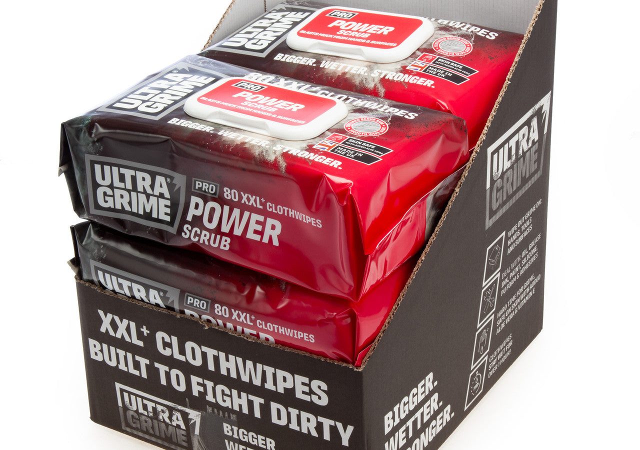 UltraGrime Pro 5920 Power Scrub XXL+ Clothwipes (80 Wipes, CDU of 6)