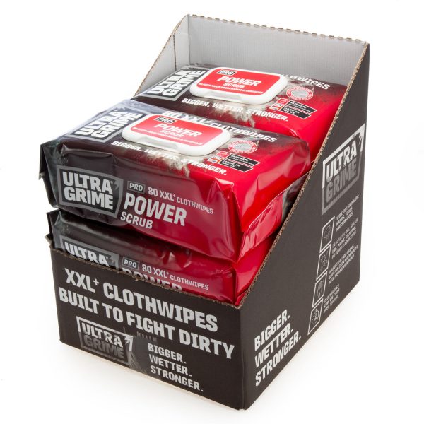 UltraGrime Pro 5920 Power Scrub XXL+ Clothwipes (80 Wipes, CDU of 6)