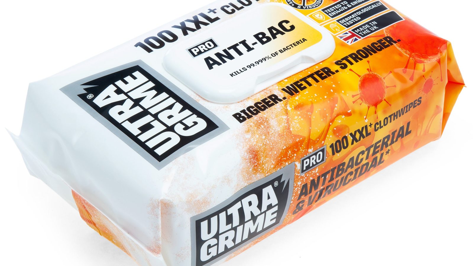 UltraGrime Pro 5930 Anti-Bac XXL+ Clothwipes (100 Wipes, CDU of 6)