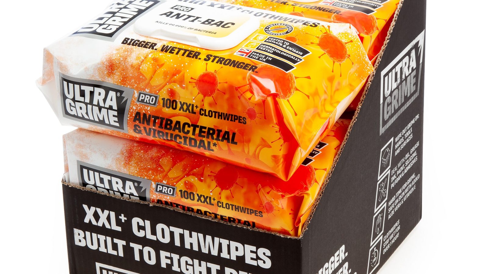 UltraGrime Pro 5930 Anti-Bac XXL+ Clothwipes (100 Wipes, CDU of 6)