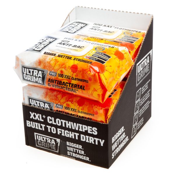 UltraGrime Pro 5930 Anti-Bac XXL+ Clothwipes (100 Wipes, CDU of 6)