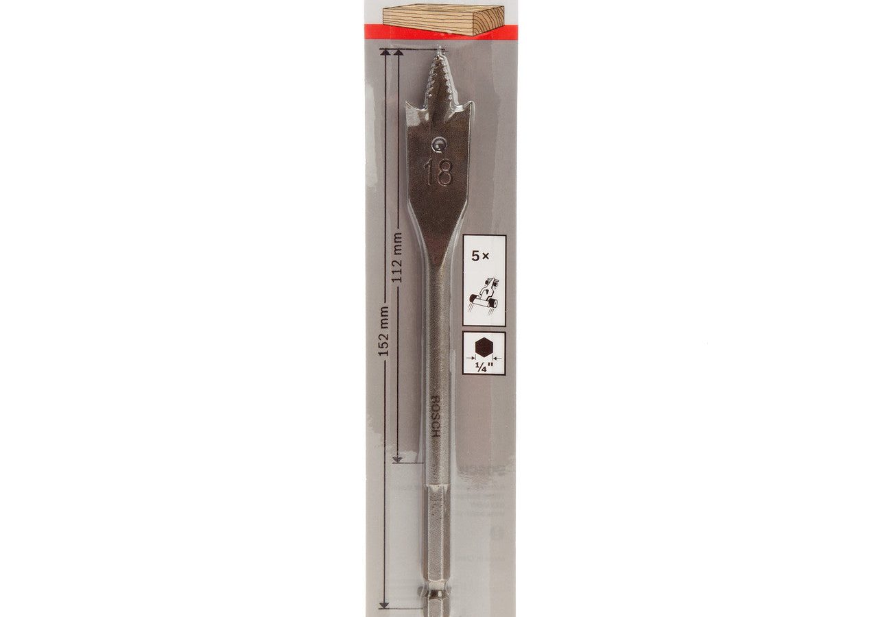 Bosch 2608587575 Self Cut Speed Spade Drill Bit for Wood 18 x 100 x 152mm