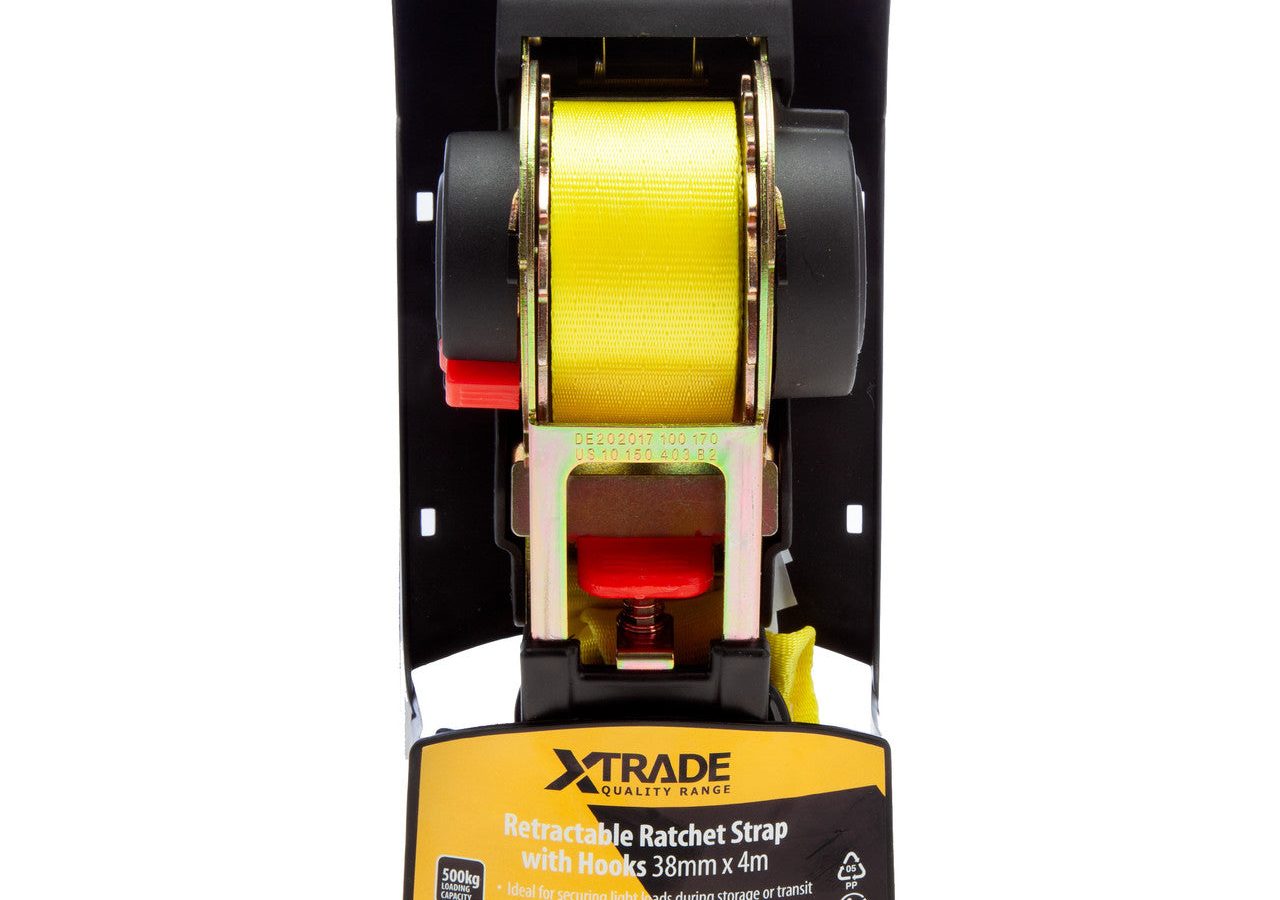 XTrade X0500009 Retractable Ratchet Strap with Hooks 38mm x 4.0m