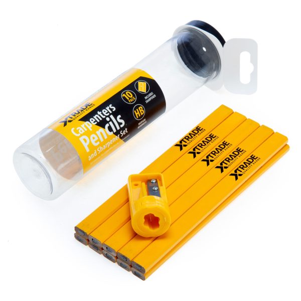 XTrade X0900240 Carpenter's 10 Pencils and Sharpener Set