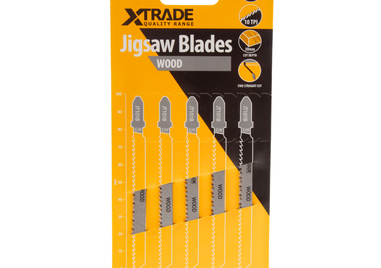 XTrade JT101B CrV Clean Jigsaw Blade for Wood 100mm 10TPI (Pack of 5)