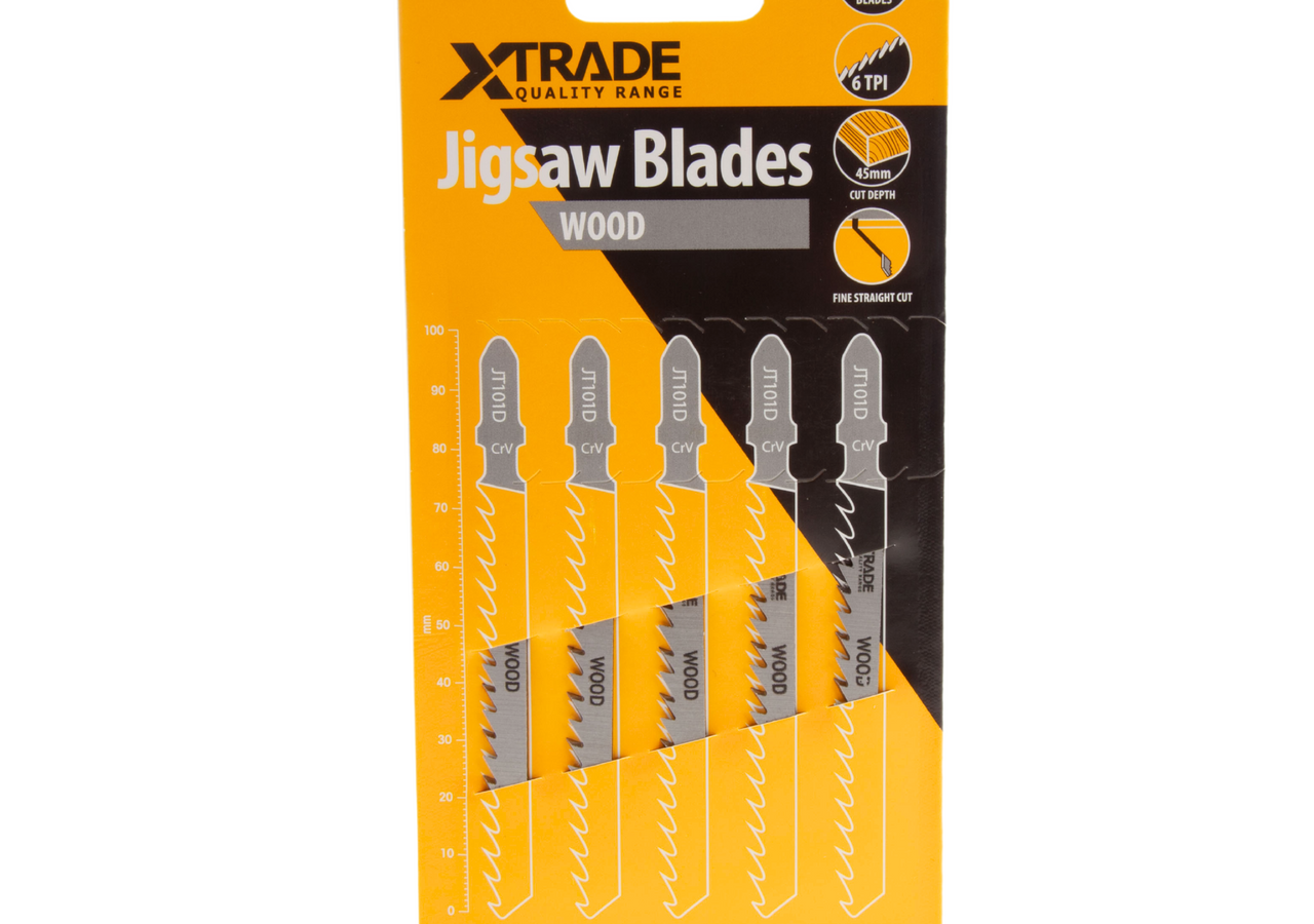 XTrade JT101D CrV Clean Jigsaw Blade for Wood 100mm 6TPI (Pack of 5)