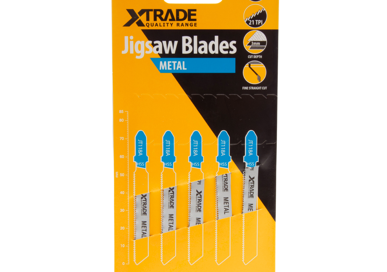 XTrade JT118A HSS Basic Jigsaw Blade for Thin Metal 75mm 21TPI (Pack of 5)