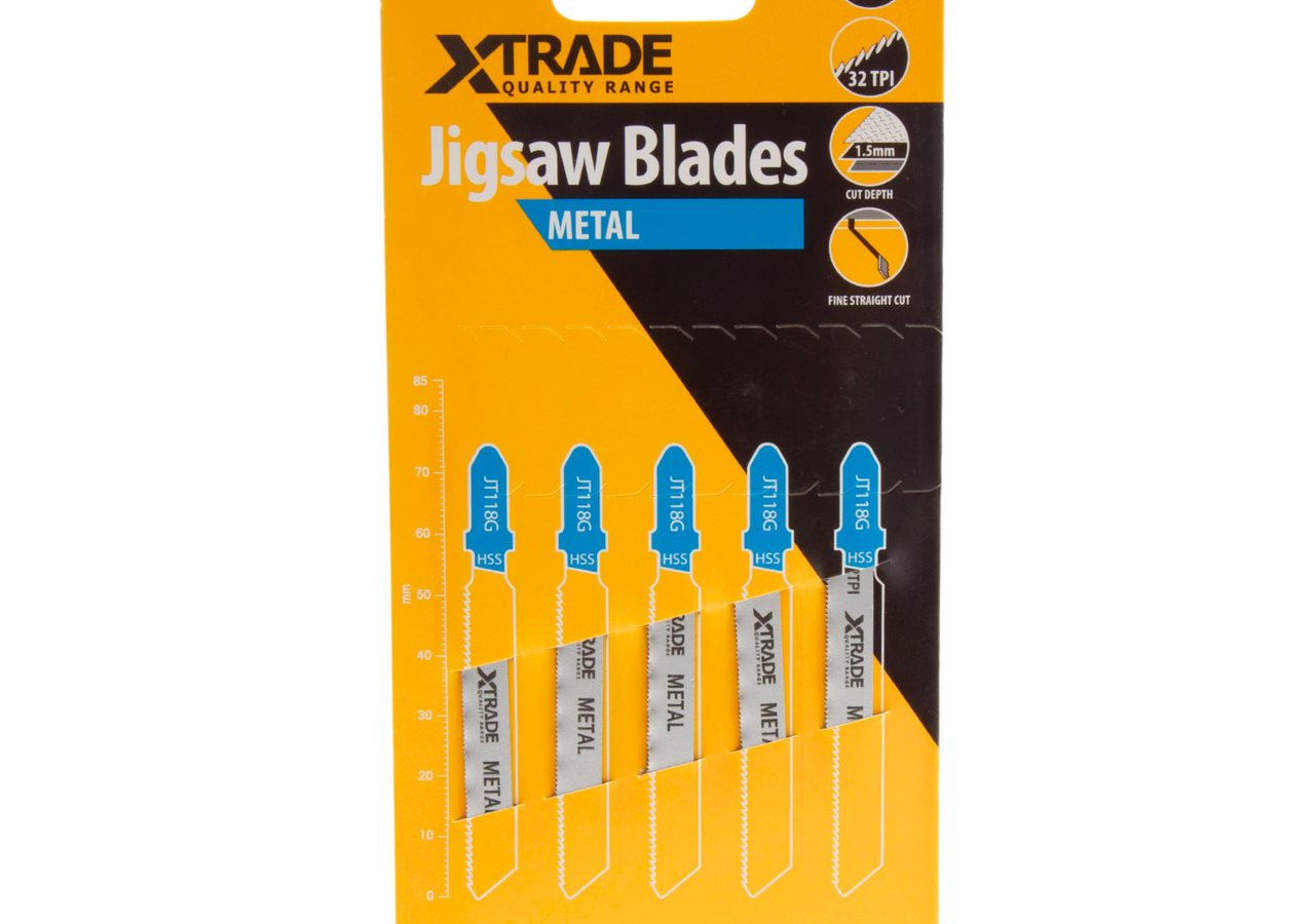 XTrade JT118G HSS Basic Jigsaw Blade for Very Thin Metal 75mm 32TPI (Pack of 5)