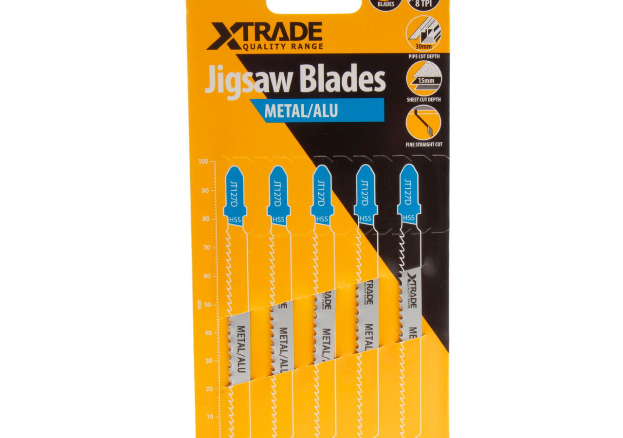 XTrade JT127D HSS Special Jigsaw Blade for Aluminium 100mm 8TPI (Pack of 5)
