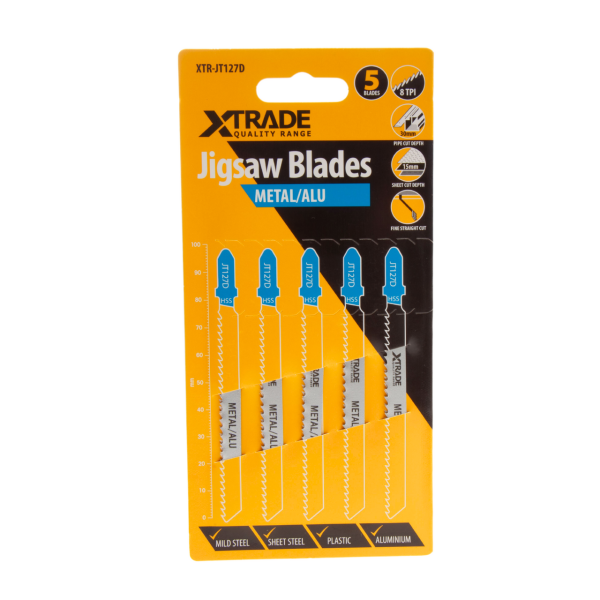 XTrade JT127D HSS Special Jigsaw Blade for Aluminium 100mm 8TPI (Pack of 5)