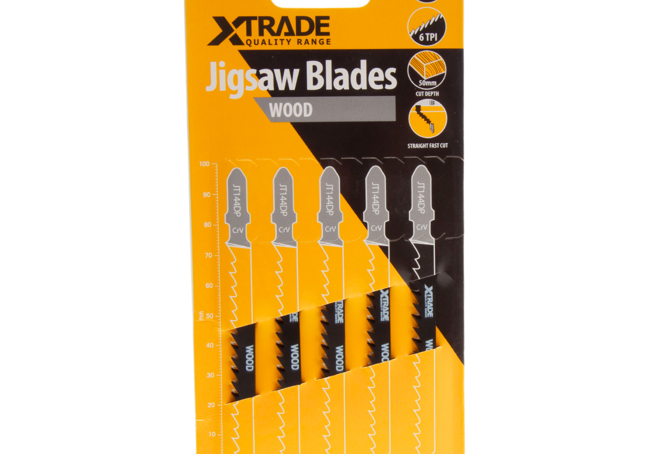 XTrade JT144DP CrV Precision Jigsaw Blade for Wood 100mm 6TPI (Pack of 5)