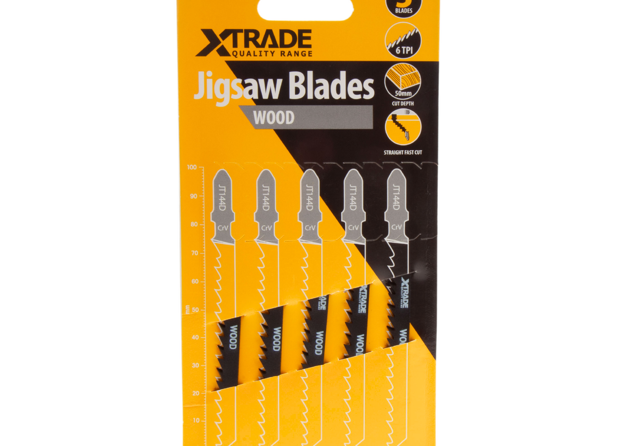 XTrade JT144D CrV Speed Jigsaw Blade for Wood 100mm 6TPI (Pack of 5)