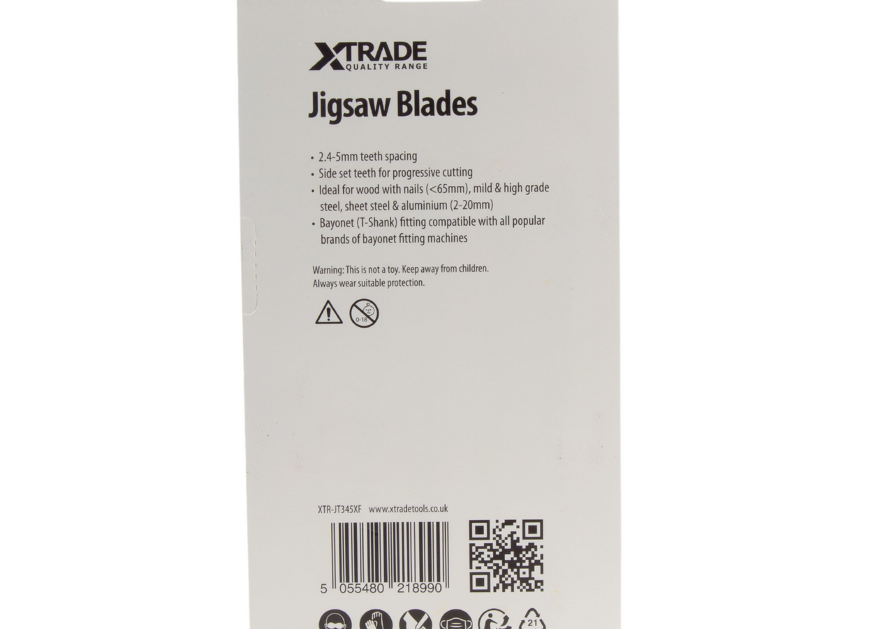XTrade JT345XF Bi-Metal Progressor Jigsaw Blade for Wood & Metal 132mm 5-10TPI (Pack of 5)