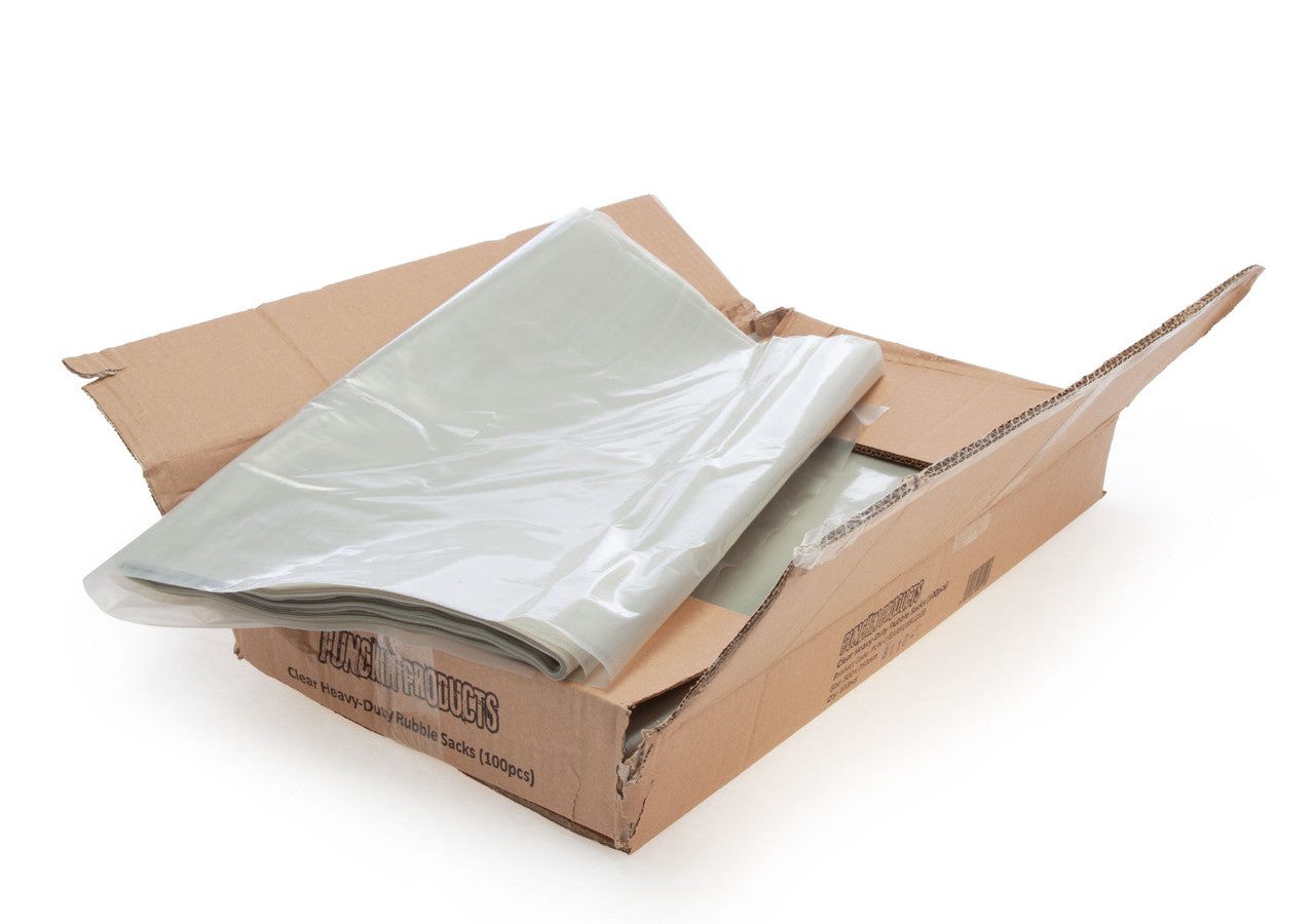 Punchin CLEARRUBBLE100 Clear Heavy-Duty Rubble Sacks 50L (Box of 100)